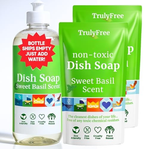 Truly Free Non Toxic Dish Soap Kit Sweet Basil 16 oz