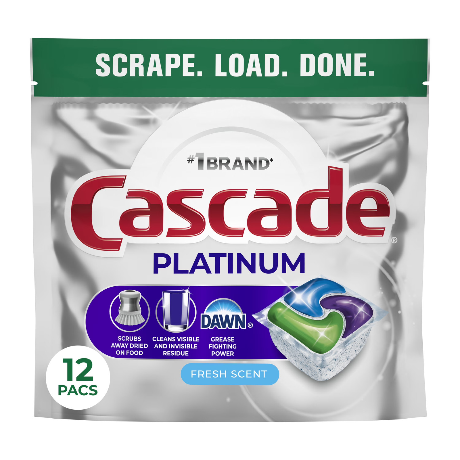 Platinum Dishwasher Pods, Dishwasher Detergent, Dish Detergent Soap, Fresh, 12