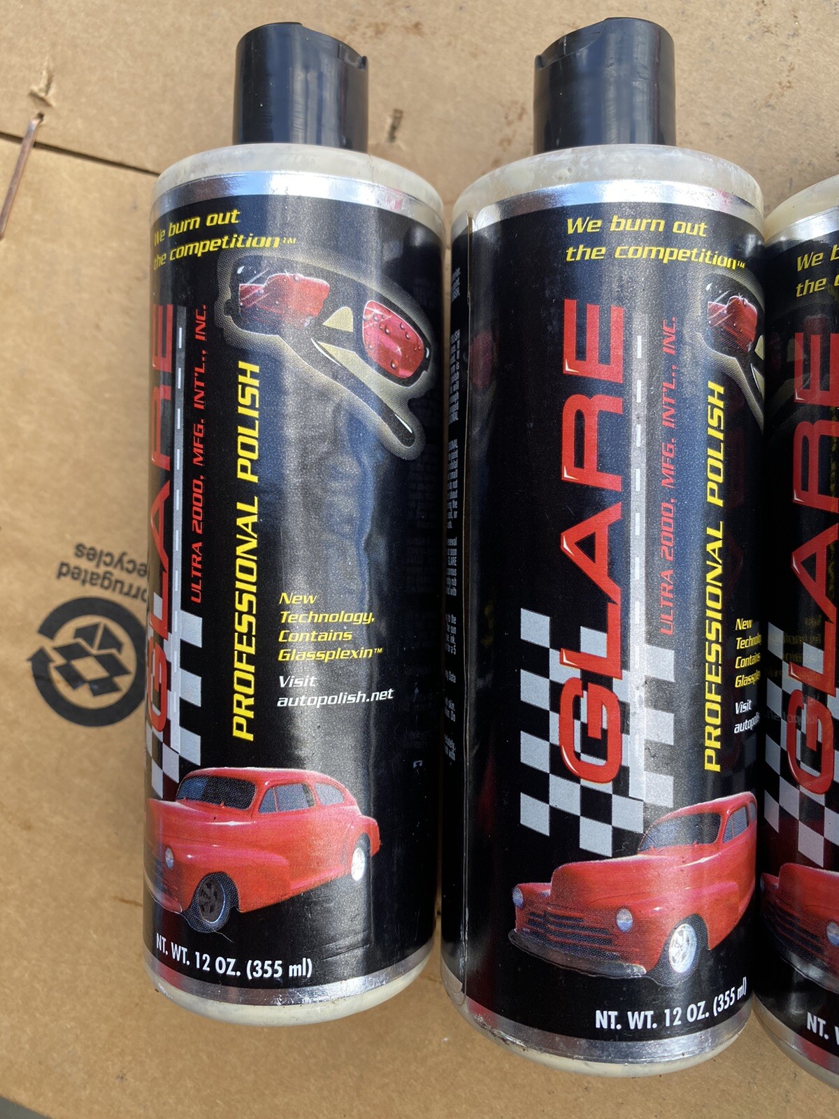 GLARE Ultra 2000 PROFESSIONAL AUTO CAR PAINT POLISH WAX 12OZ 4 BOTTLE LOT NEW!