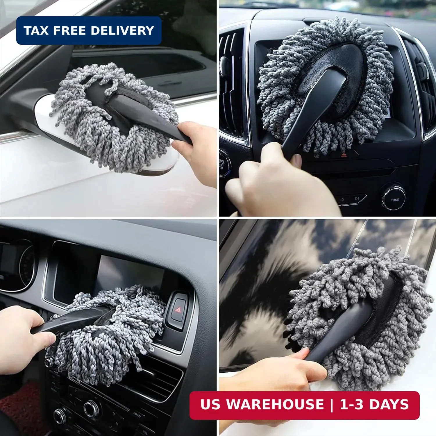 Car Interior Duster Detailing Brush Set Cleaning Gel Kit, Soft Microfiber Towels