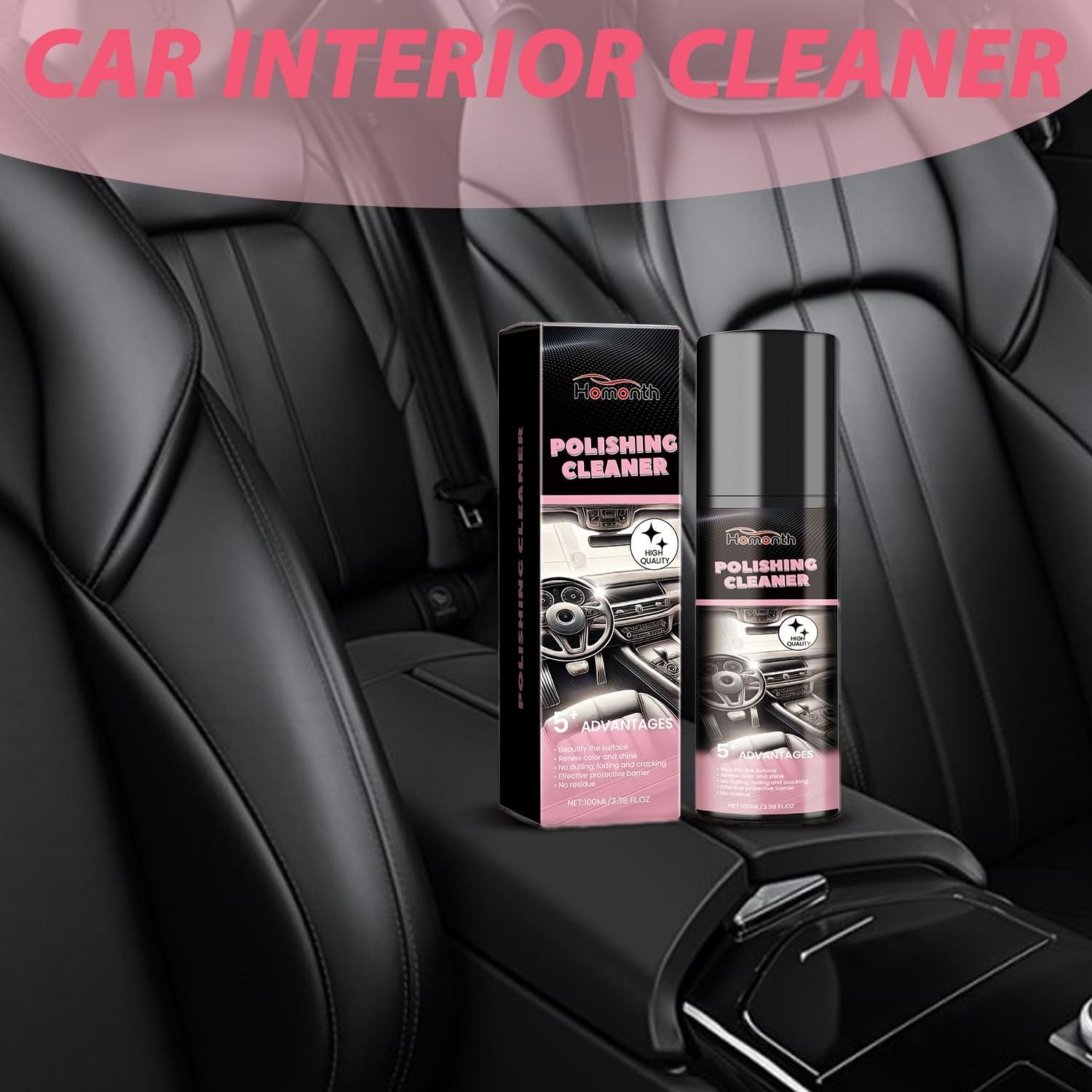 2PCS Polishing Cleaner, Car Interior Cleaner Spray, Total Vehicle Interior De…