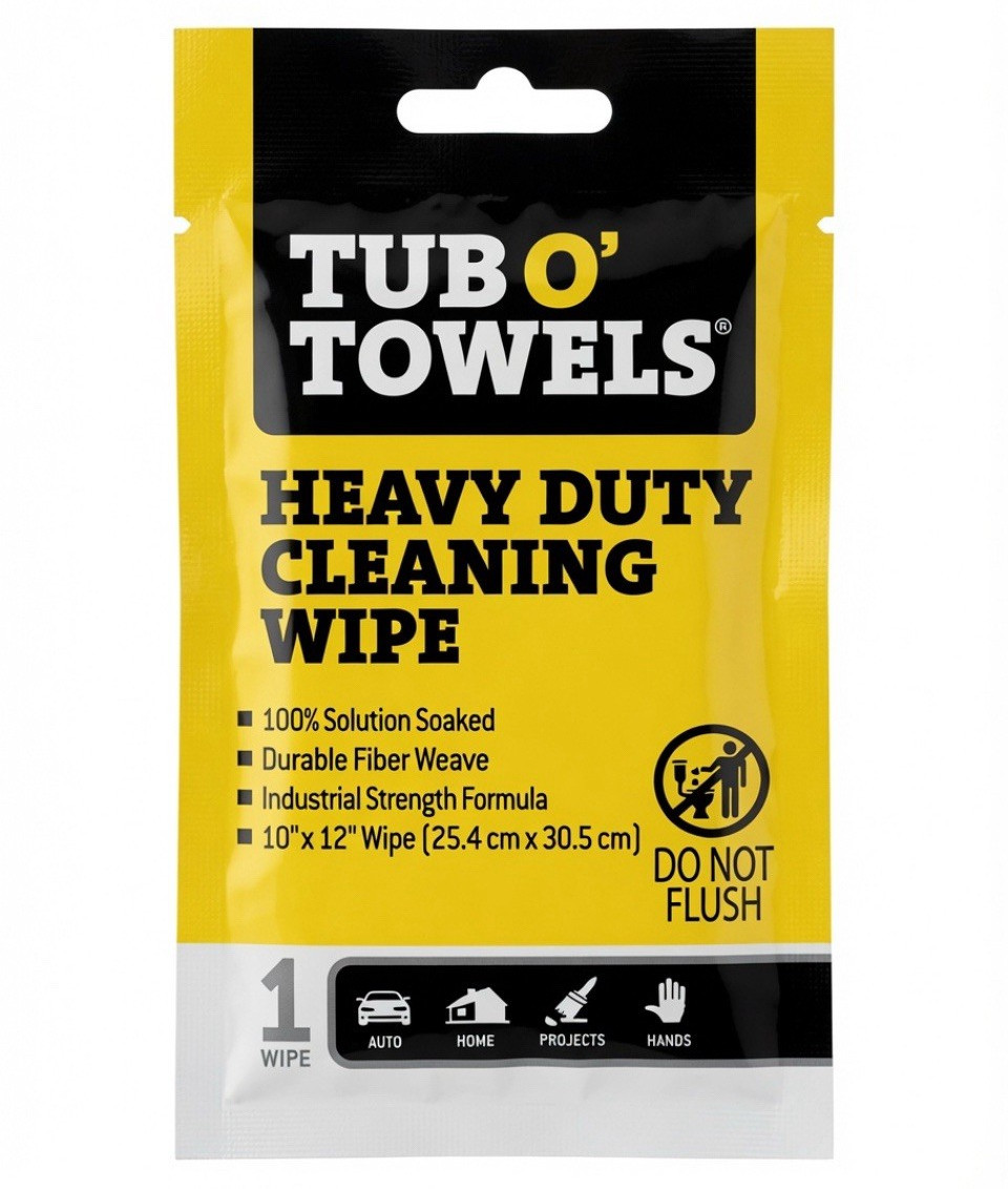 Tub O’ Towels Heavy Duty Cleaning Wipe for Hands, Unscented, 1 Wipe