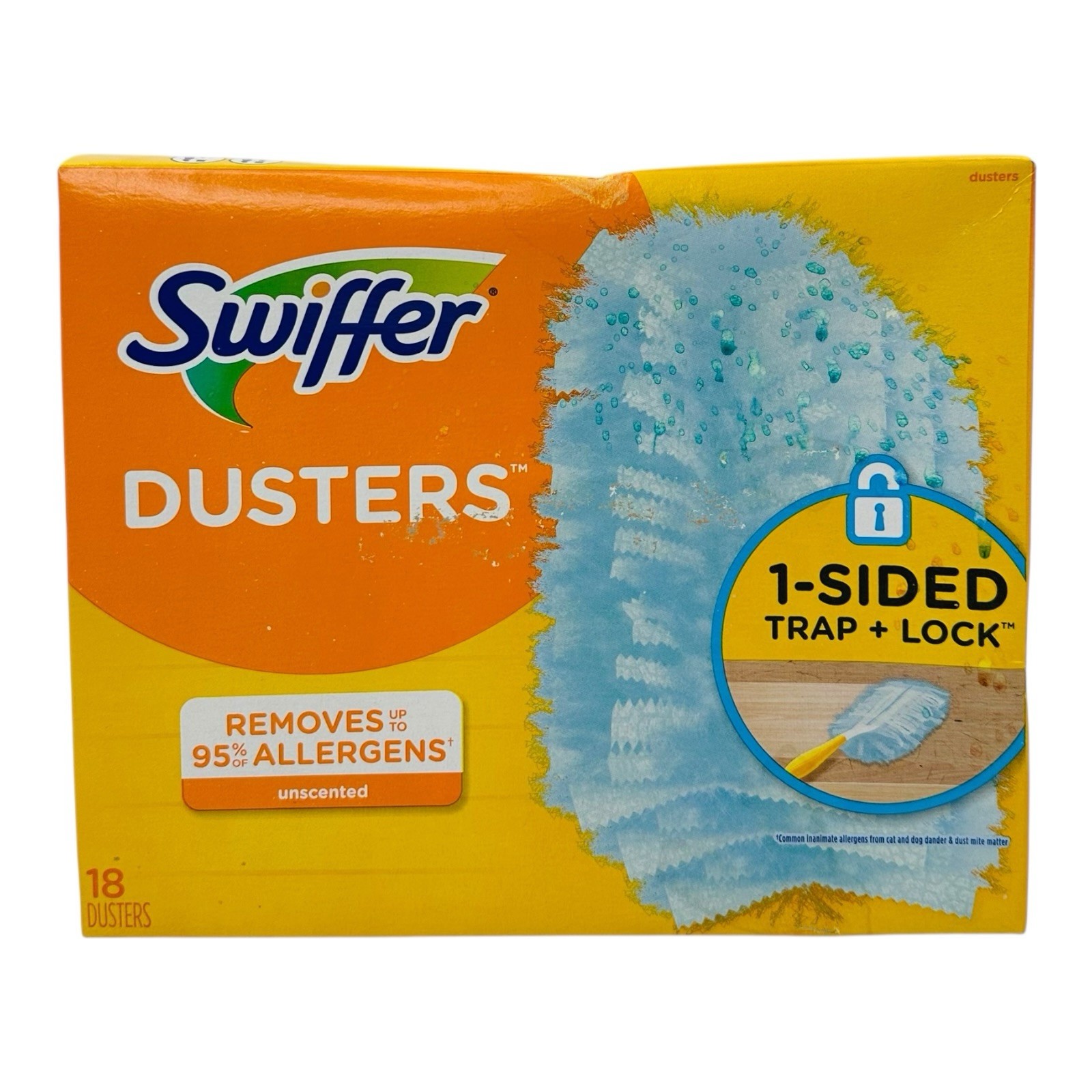 18 Dusters Swiffer Duster Refills 1-Sided Trap + Lock Unscented-Sealed Box