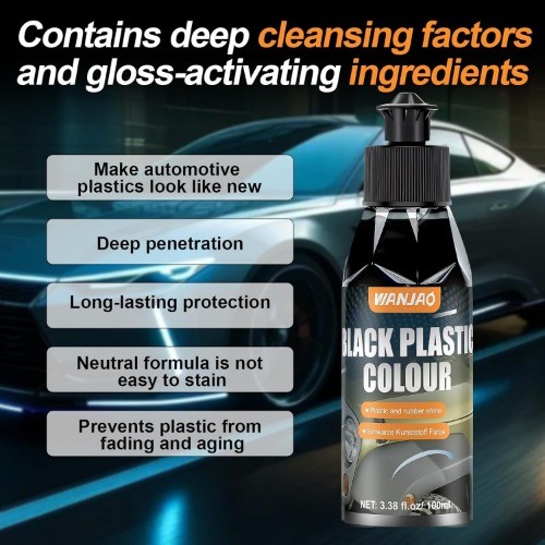 100ML Car Plastic Restorer Black, Black Trim Restorer Automotive with Sponge, Re