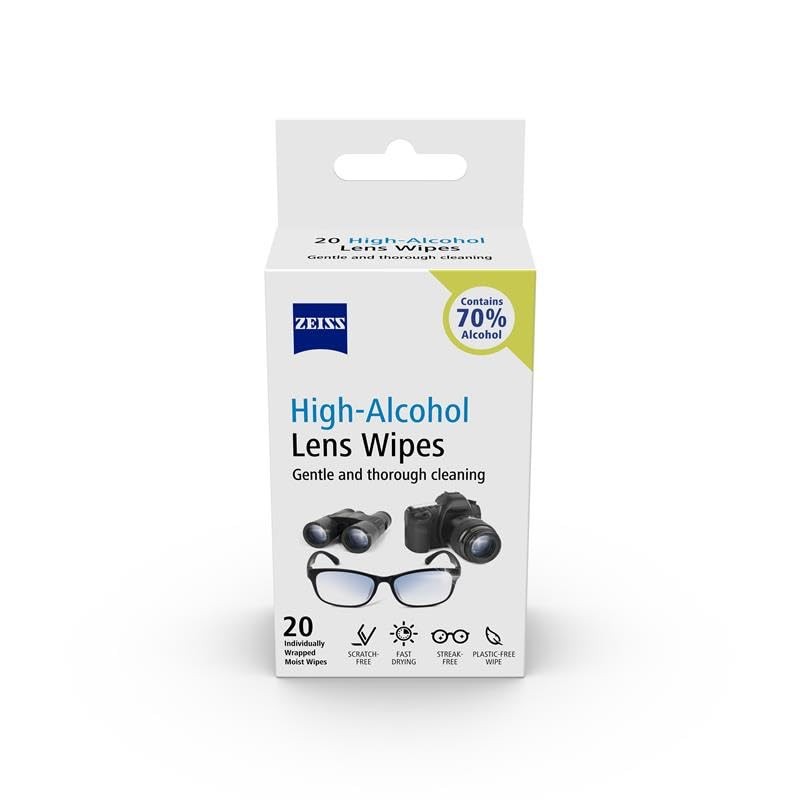ZEISS Lens Wipes 50 Count – 70% Alcohol Cleaner for Glasses & Lenses