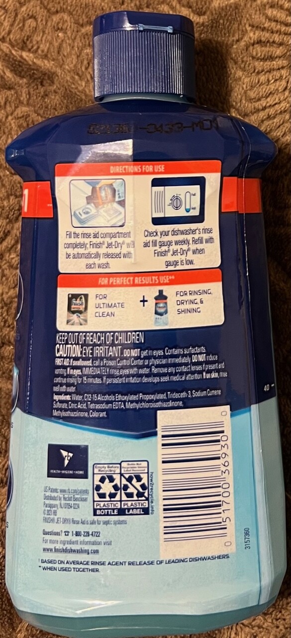 3 Pack Finish Jet-Dry Rinse Aid – 80 Washes Per Bottle – 8.45 FL OZ Each