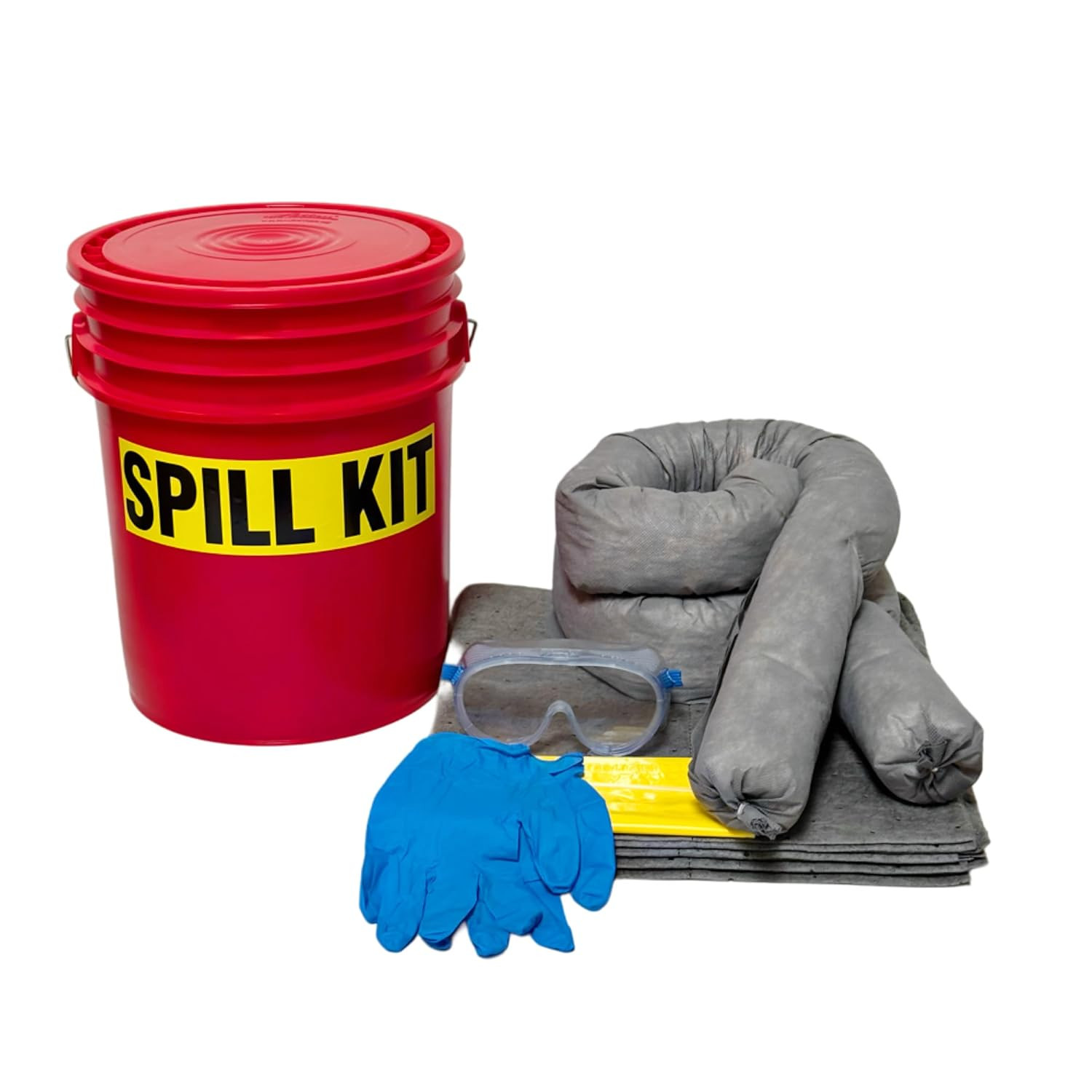 Original Bucket Spill Kit – Universal Absorbents & 5-Gallon Red Bucket – Spill P