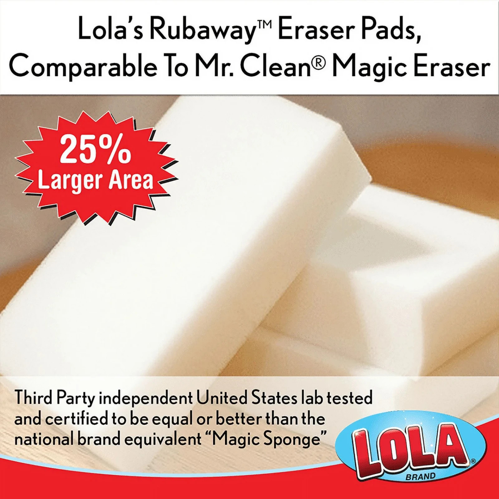 LOLA Mr. Clean Magic Eraser Comparable Rubaway Eraser Pads, Eco-Friendly – 2 CT