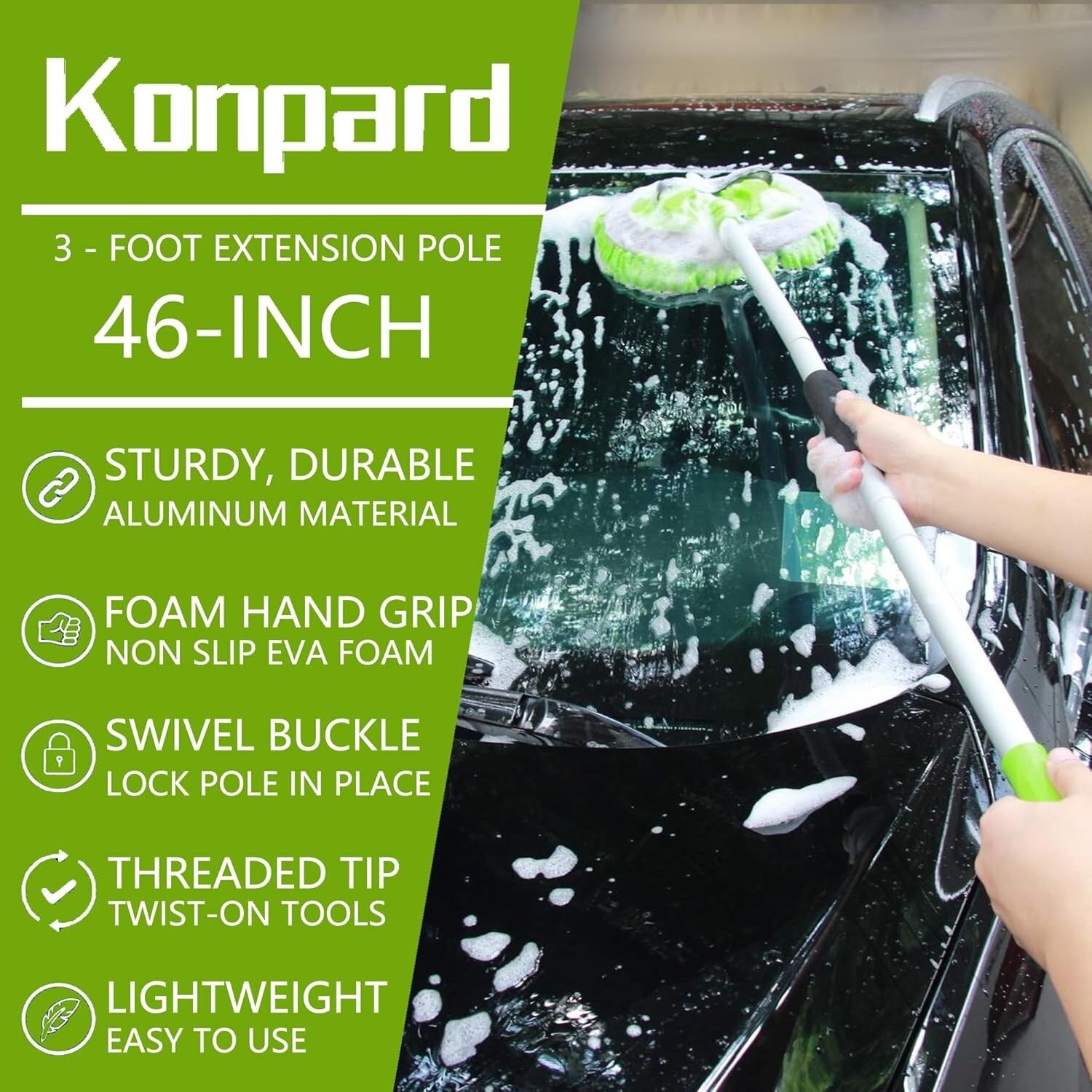 6 in 1 Car Wash Brush Kits with 46″ Aluminum Alloy Long Handle, Wash…