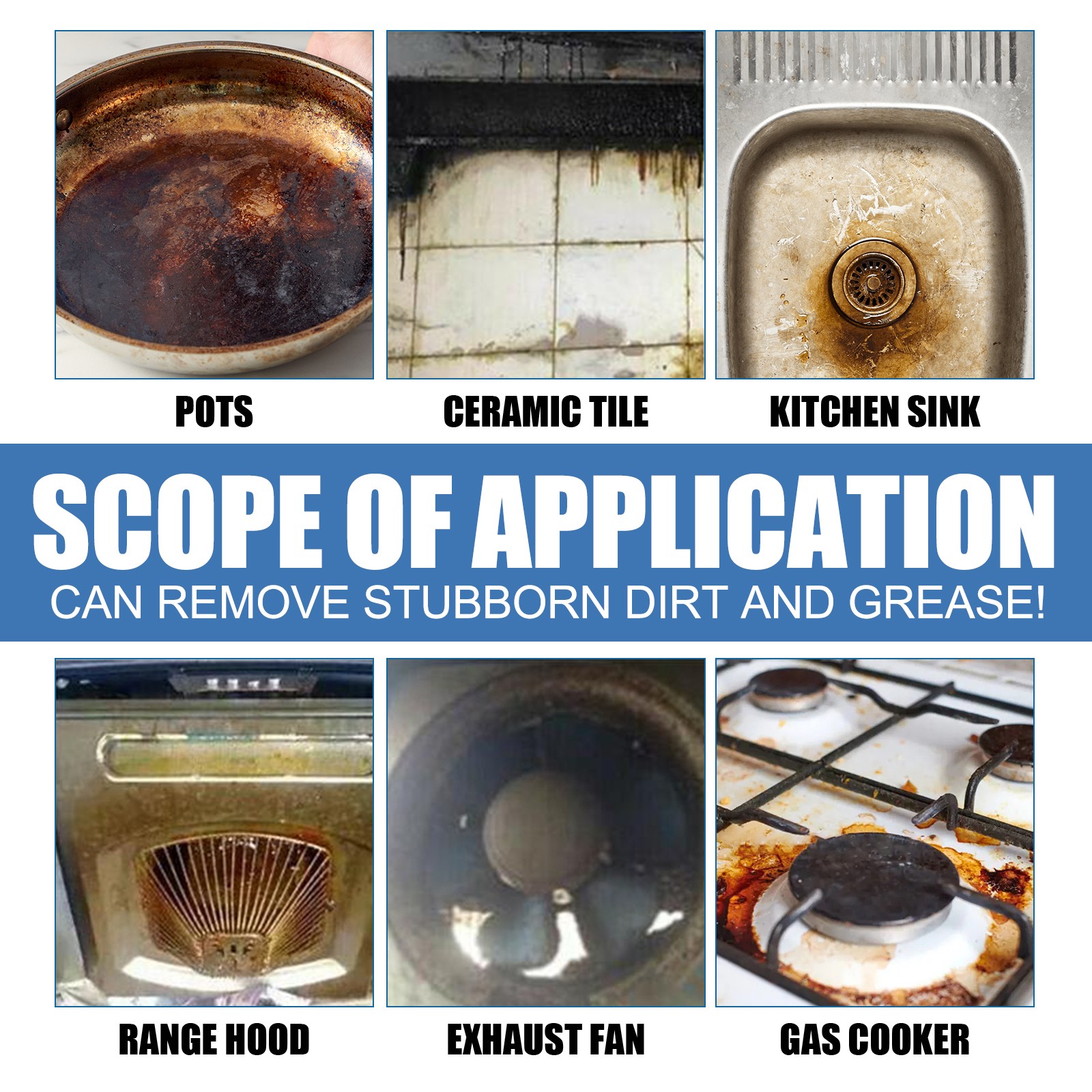 Jue-Fish Kitchen Oil Stain Foam Cleaner, Kitchen Stove Range Hood Oil Stain And