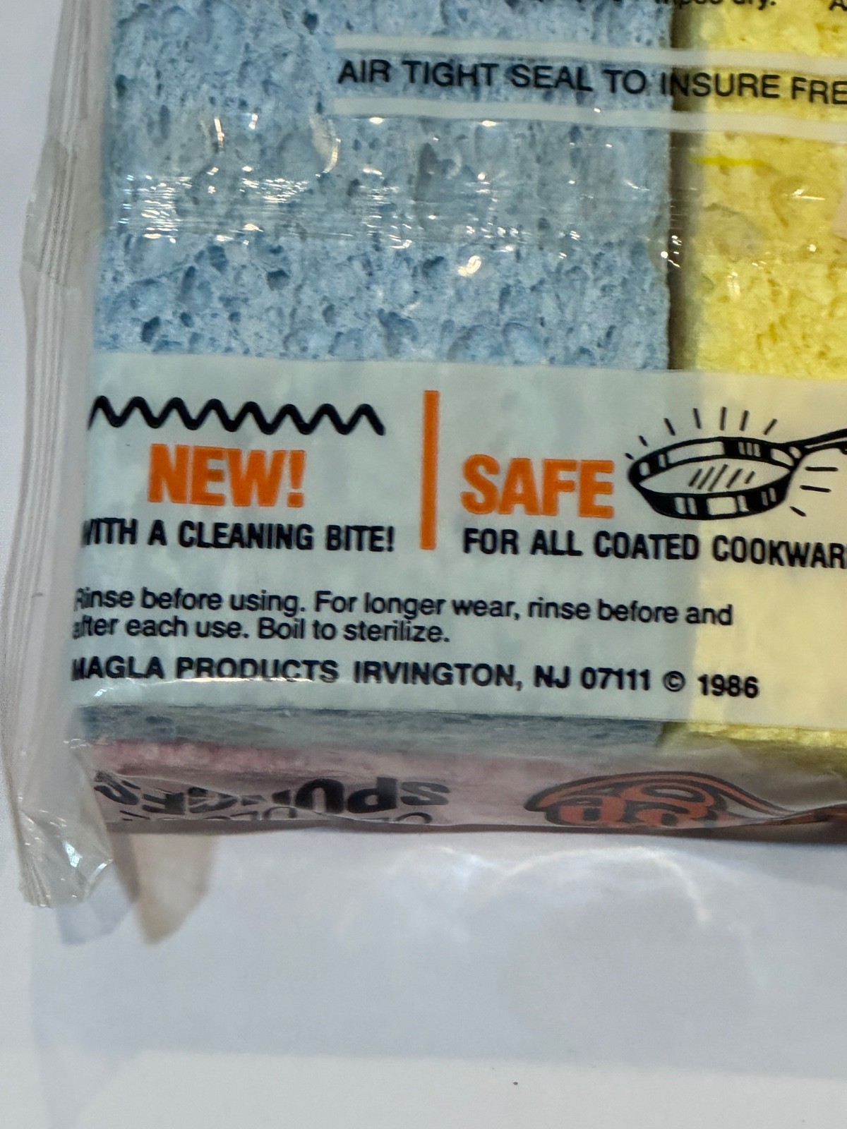 Vintage 1986 Magla Ridge Lemon Scented Cellulose Sponges – Open Package 3 Count