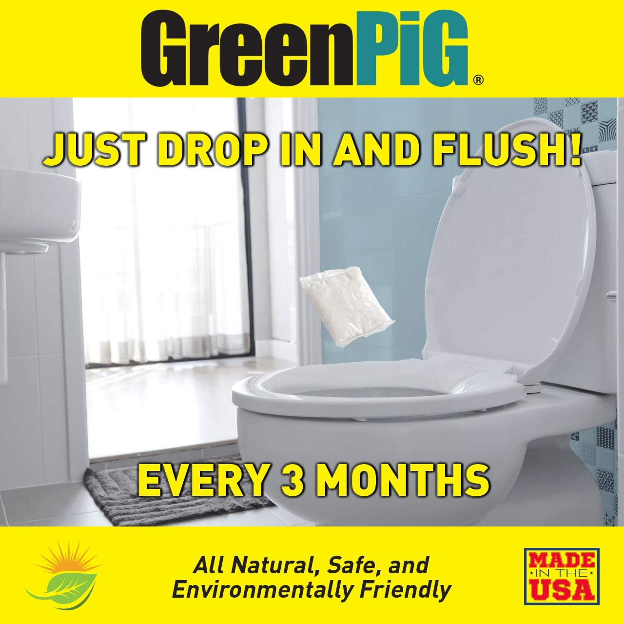 GREEN PIG Live Tank Treatment Aids of Septic Waste, 4 Packets