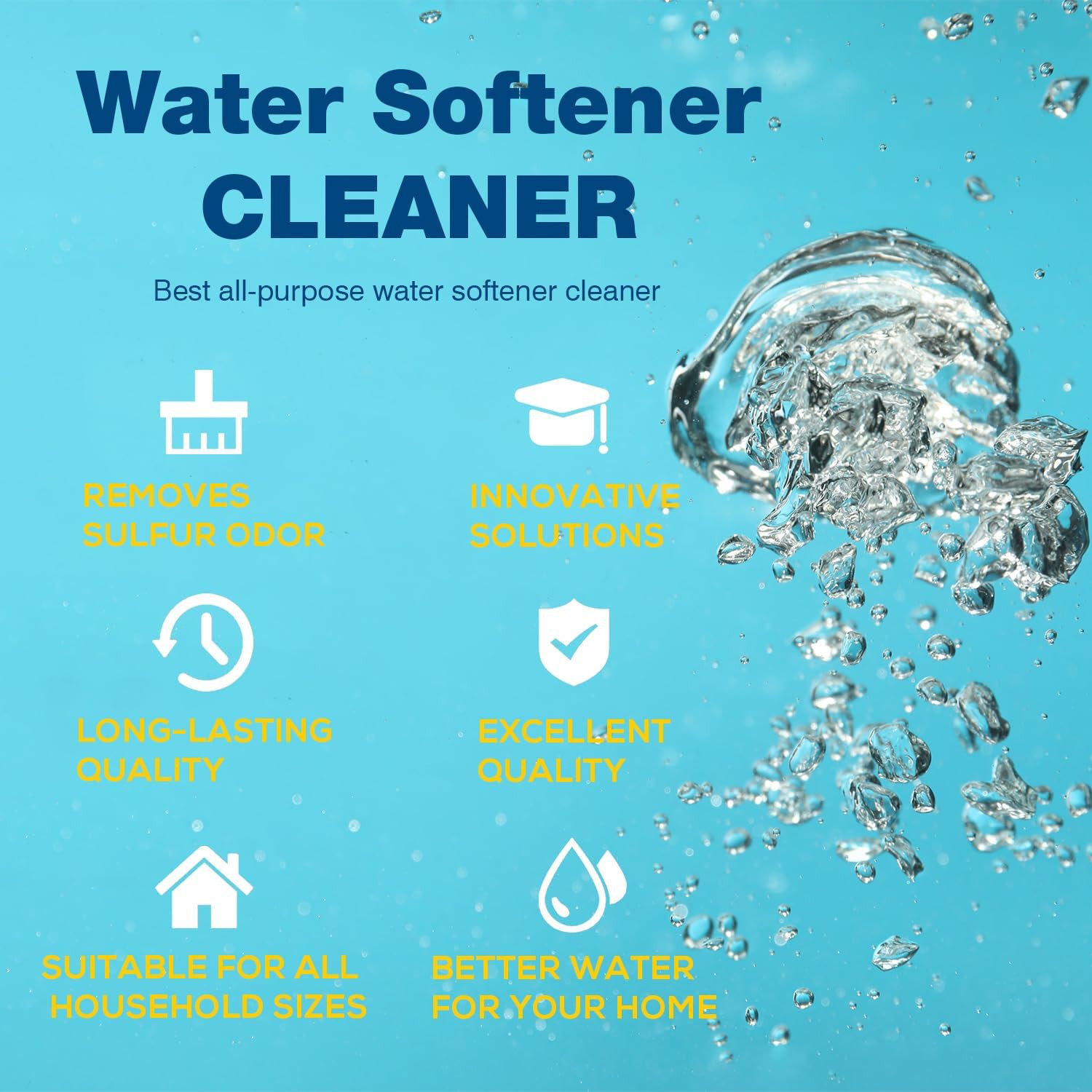 4-Pack Liquid Water Softener Cleaner, Water Softener Cleaner Solution Universal