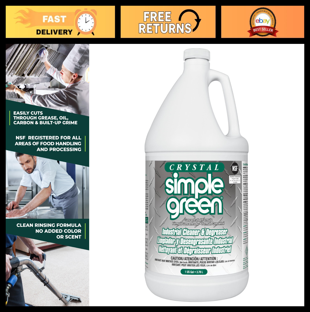 Industrial Cleaner Degreaser 1 Gallon Bottle – Heavy Duty, Non-Toxic, Multi-Surf