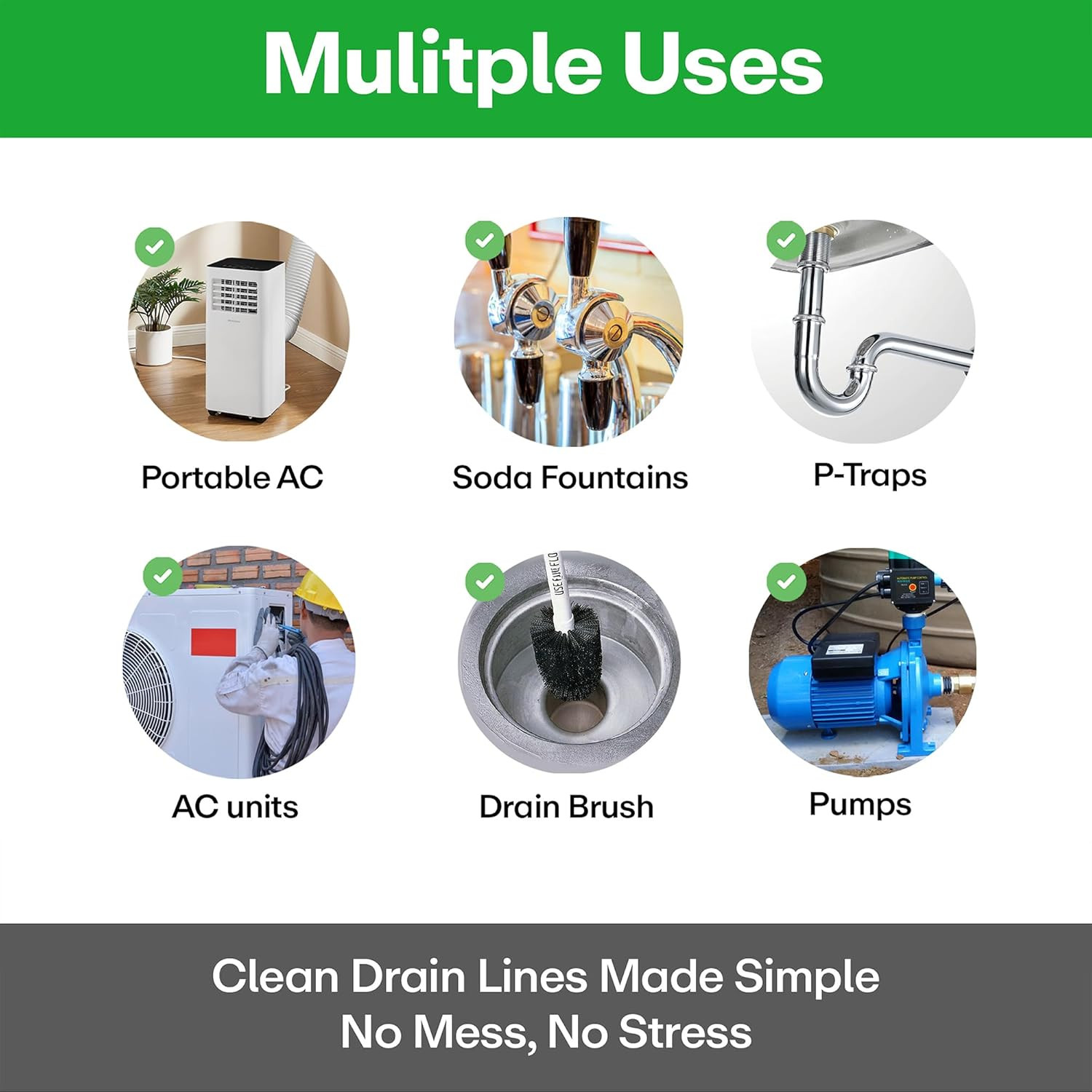AC Drain Line Cleaner | Free Drain Brush | 32 Oz | 12 Month Supply | US Made | U