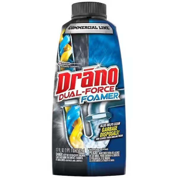 Drano 17 fl. oz. Dual-Force Foamer Clog Remover, Commercial Line Drain Cleaner