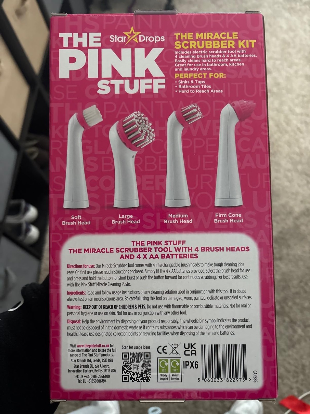 The Pink Stuff Cleaning Electric Scrubber 4 Piece Brush Head Kit