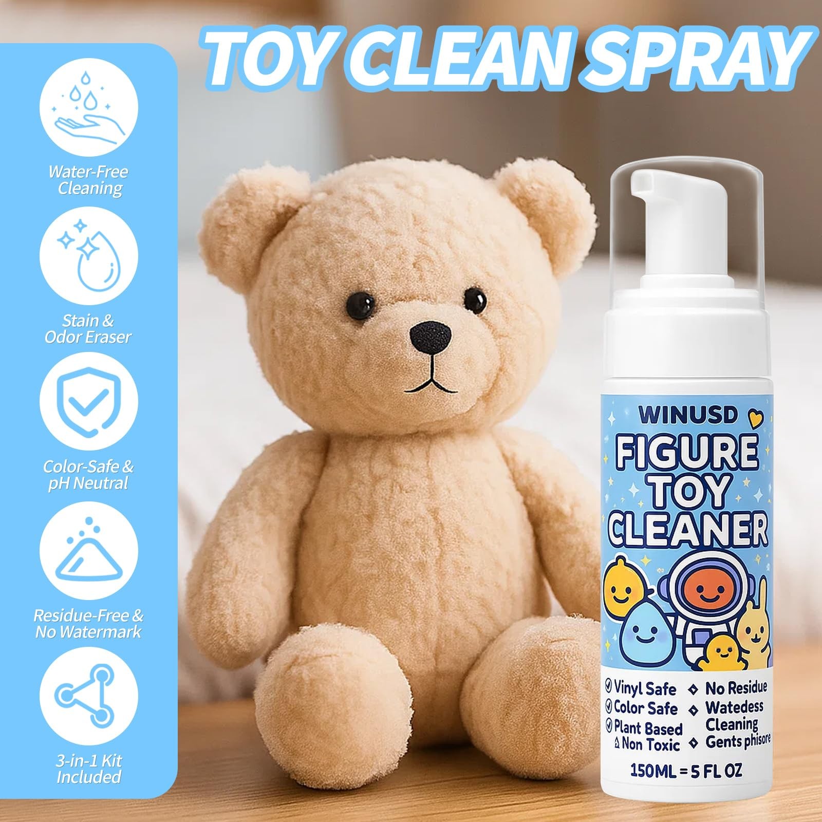 Figure & Plush Toy Cleaner – 5oz Foam Spray for Stuffed Animals & Soft Dolls …