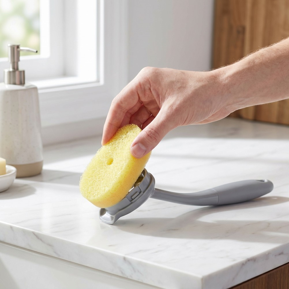 8Pcs Reusable Dish Wand Sponge Refills Soft Yellow Kitchen Cleaning Sponges