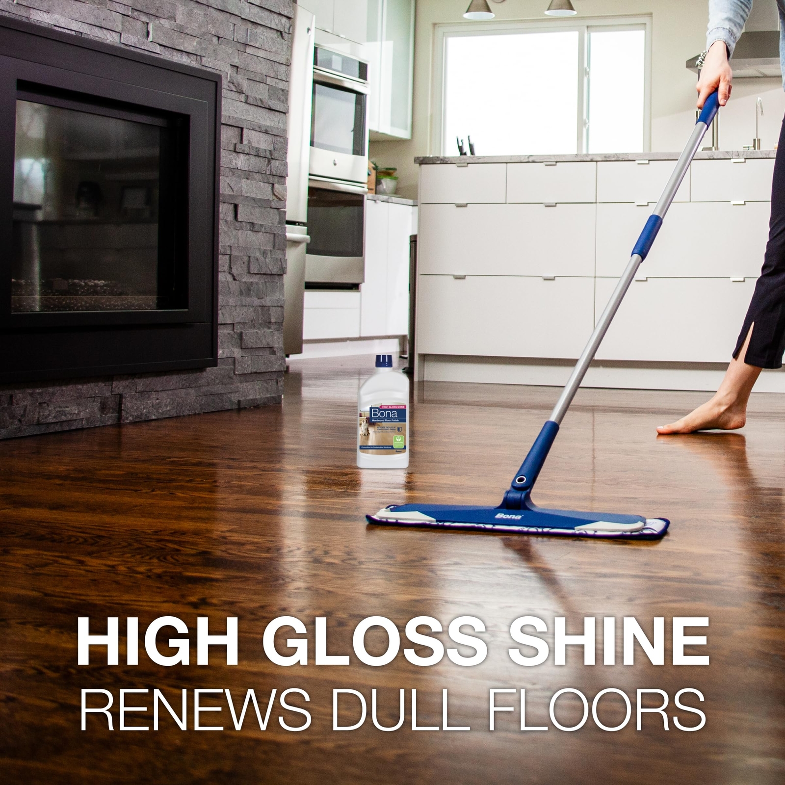 Bona Hardwood Floor Polish 32Oz High Gloss Shine Safe For Wood Floors