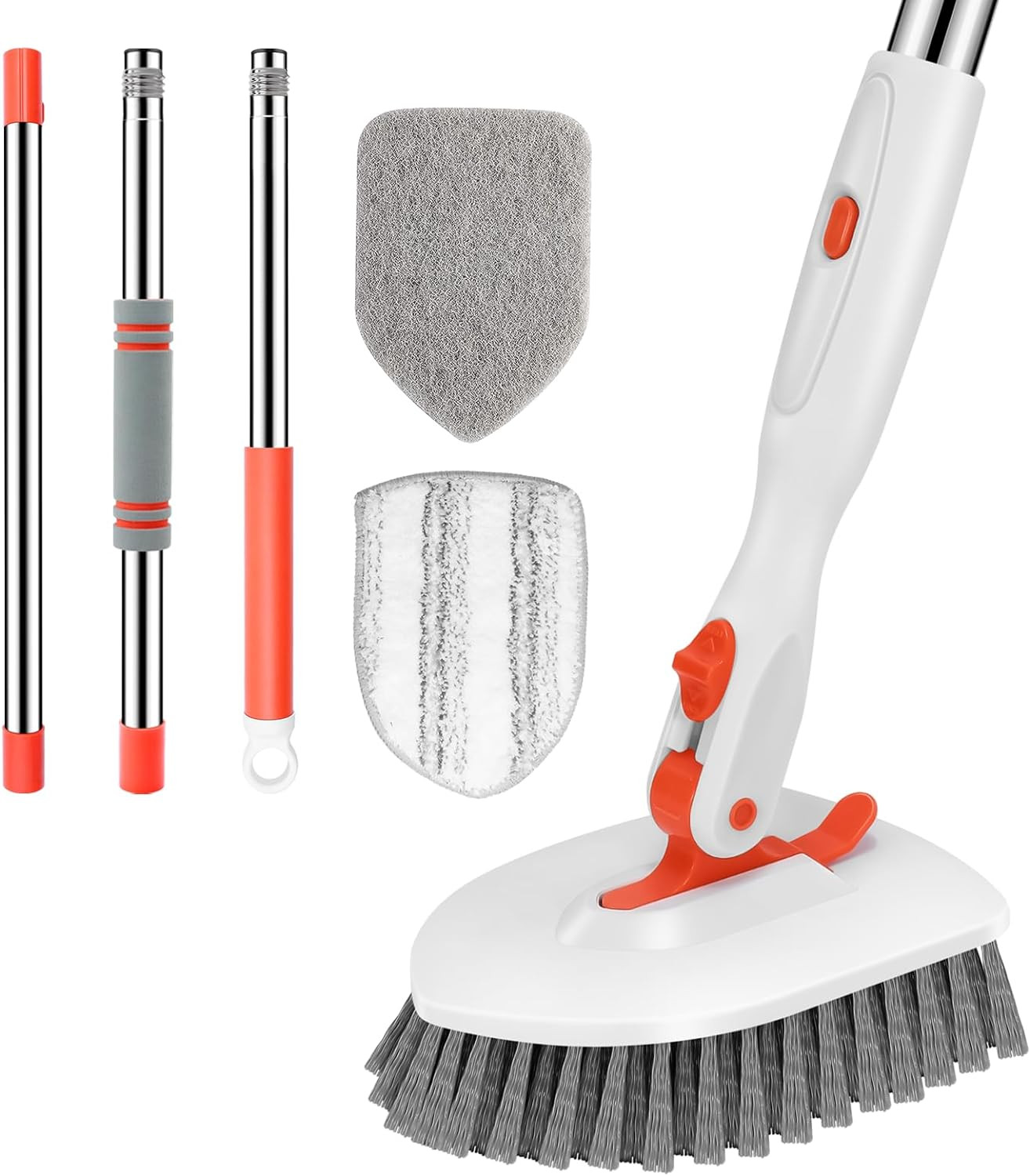 Floor Scrub Brush, 3-In-1 Tile Tub Floor Scrubber with 52-Inch Adjustable Long H