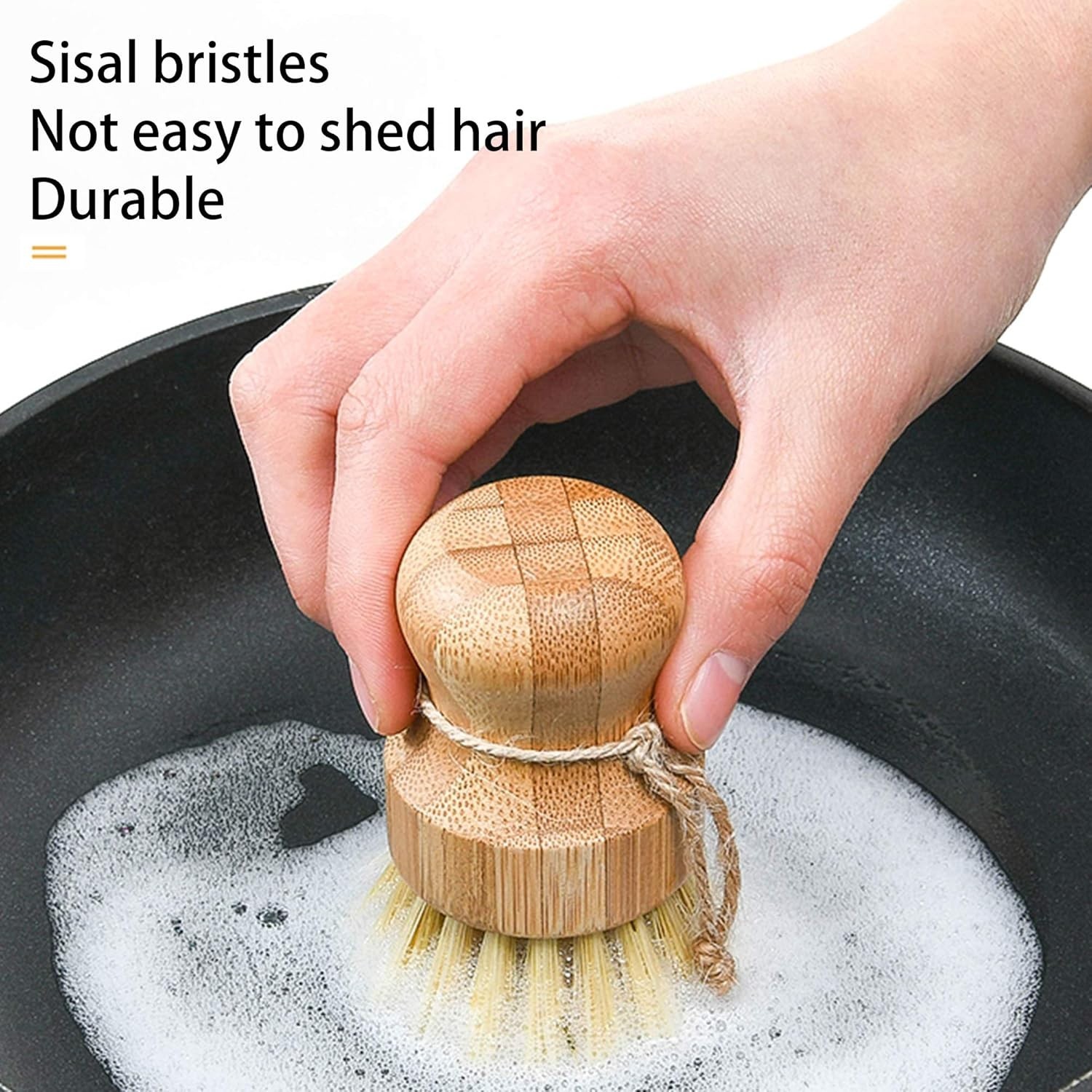 Eco-Friendly Bamboo Round Scrub Brush for Household Cleaning and Vegetables