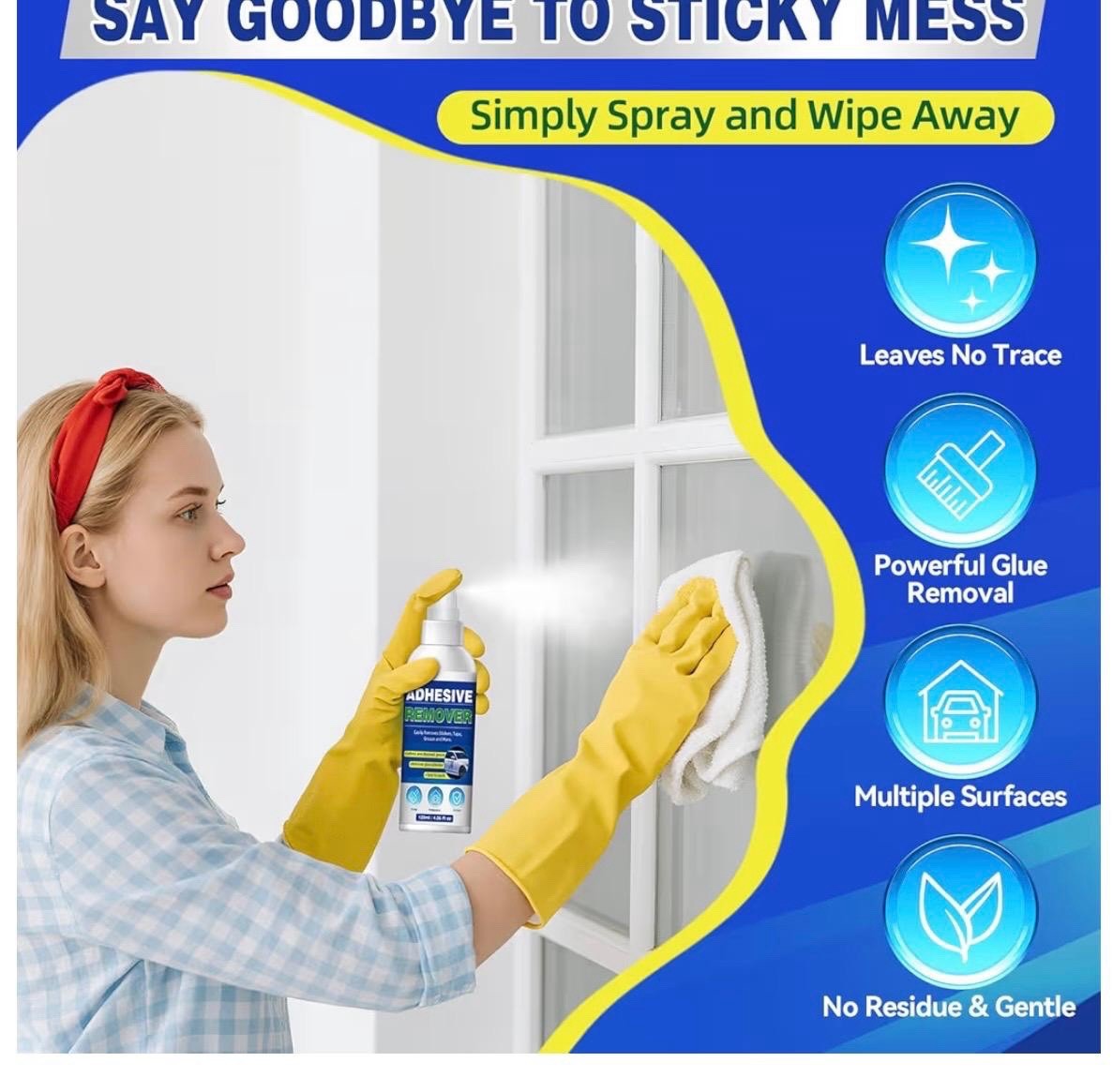 Adhesive Remover Spray 120ml/4.06 fl oz for Multiple Surfaces w/ Scraper