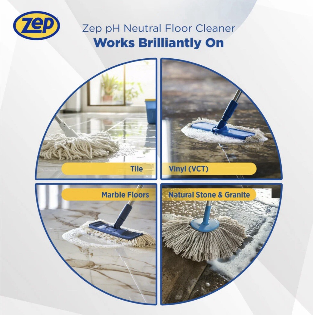 Zep Neutral pH Floor Cleaner Concentrate 1 Gal No Rinsing Needed/Vinyl/Stone/etc