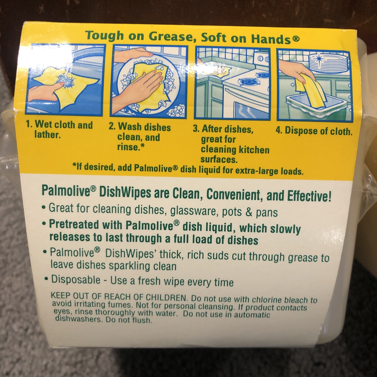 X2 Palmolive Dish Wipes Lemon Grove Pretreated Disposable Cloths 20 Count