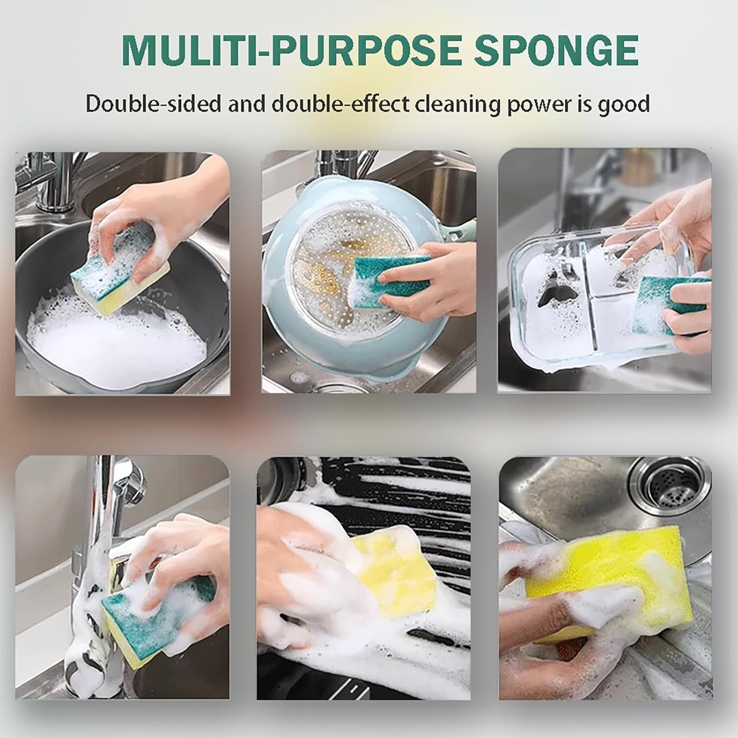 Multi-Purpose Non-Scratch Sponges – 32 Count for Stovetops, Dishes & Appliances