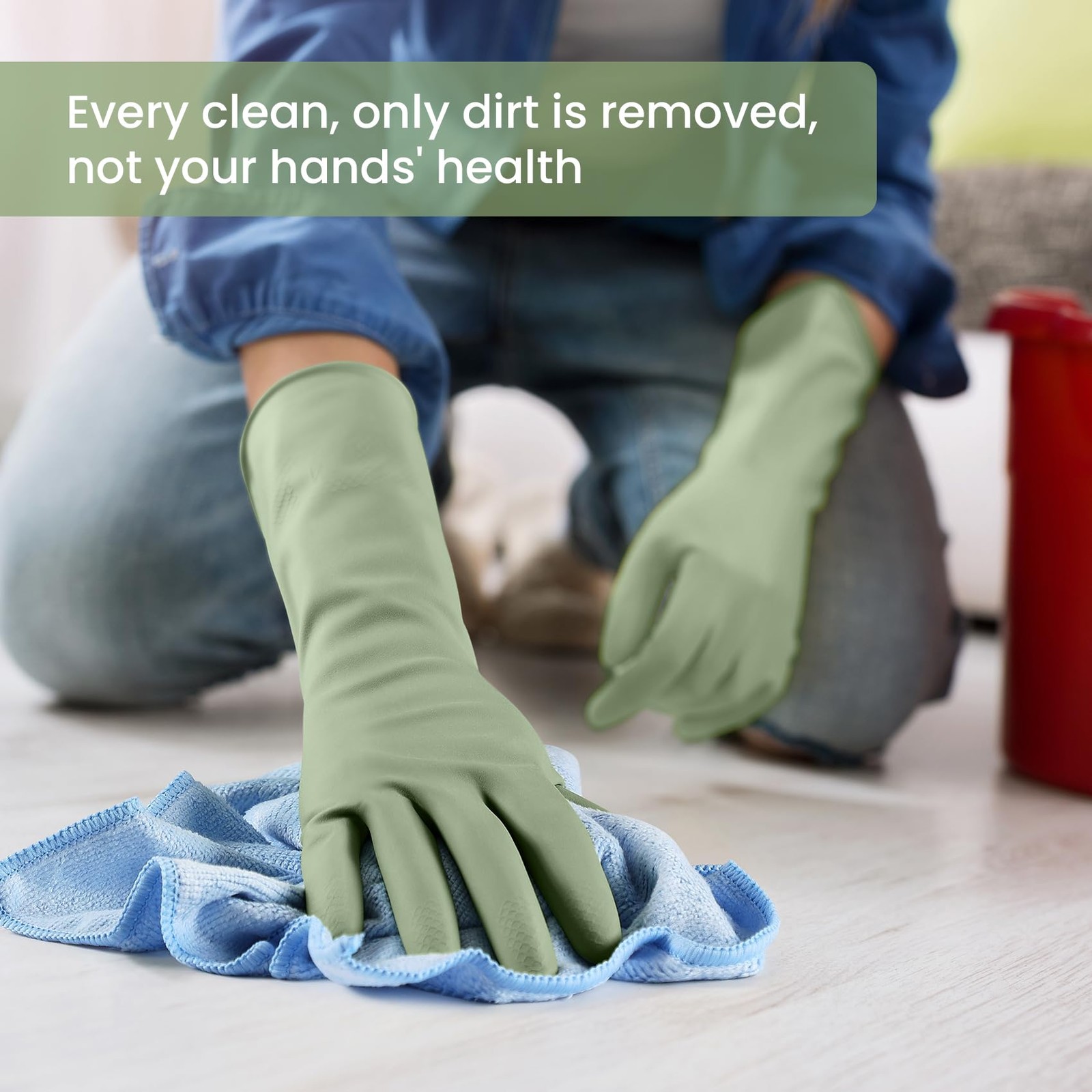 Rubber Cleaning Gloves for Dishwashing, 4 Pairs Reusable Large, A-boho