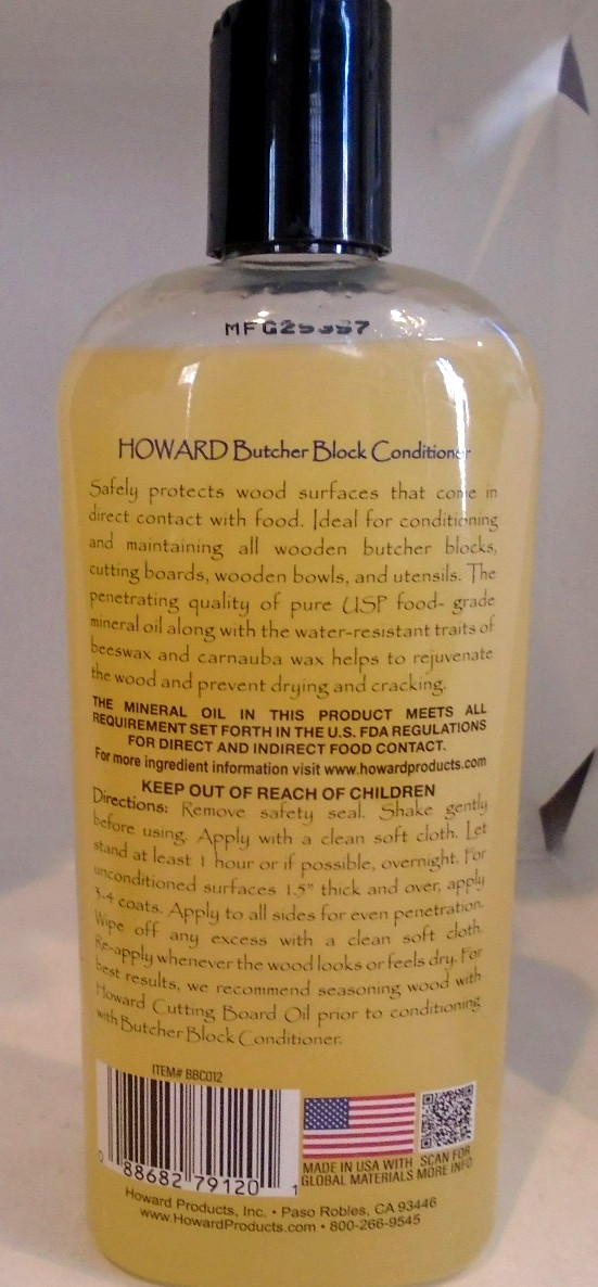 Howard Butcher Block Conditioner 12 oz. Sealed