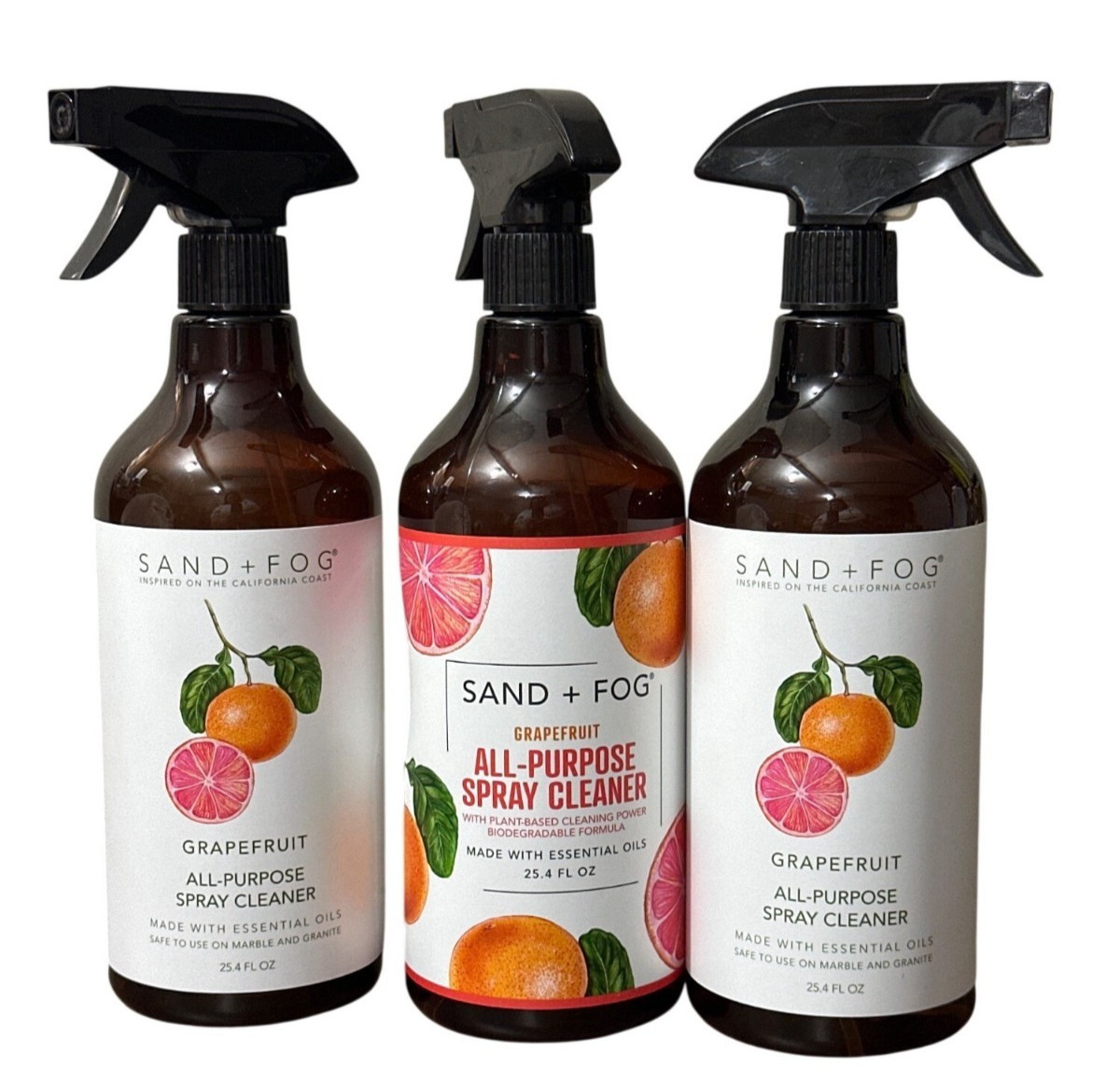 3x Sand + Fog Grapefruit All-Purpose Spray Cleaner 25.4 Fl Oz With Essential Oil