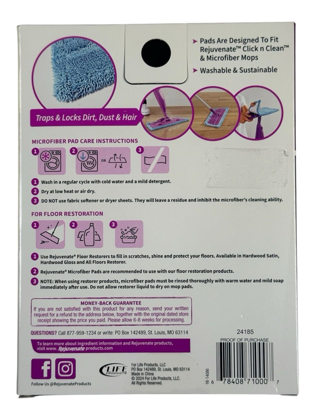 Rejuvenate Microfiber Cleaning Pads – 2 Pack – Click n Clean And Microfiber Mops
