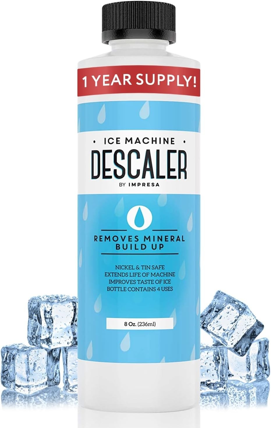 Ice Maker Cleaner & Descaler – 8 Fl Oz Scale Removal Liquid Descaler – Nickel…