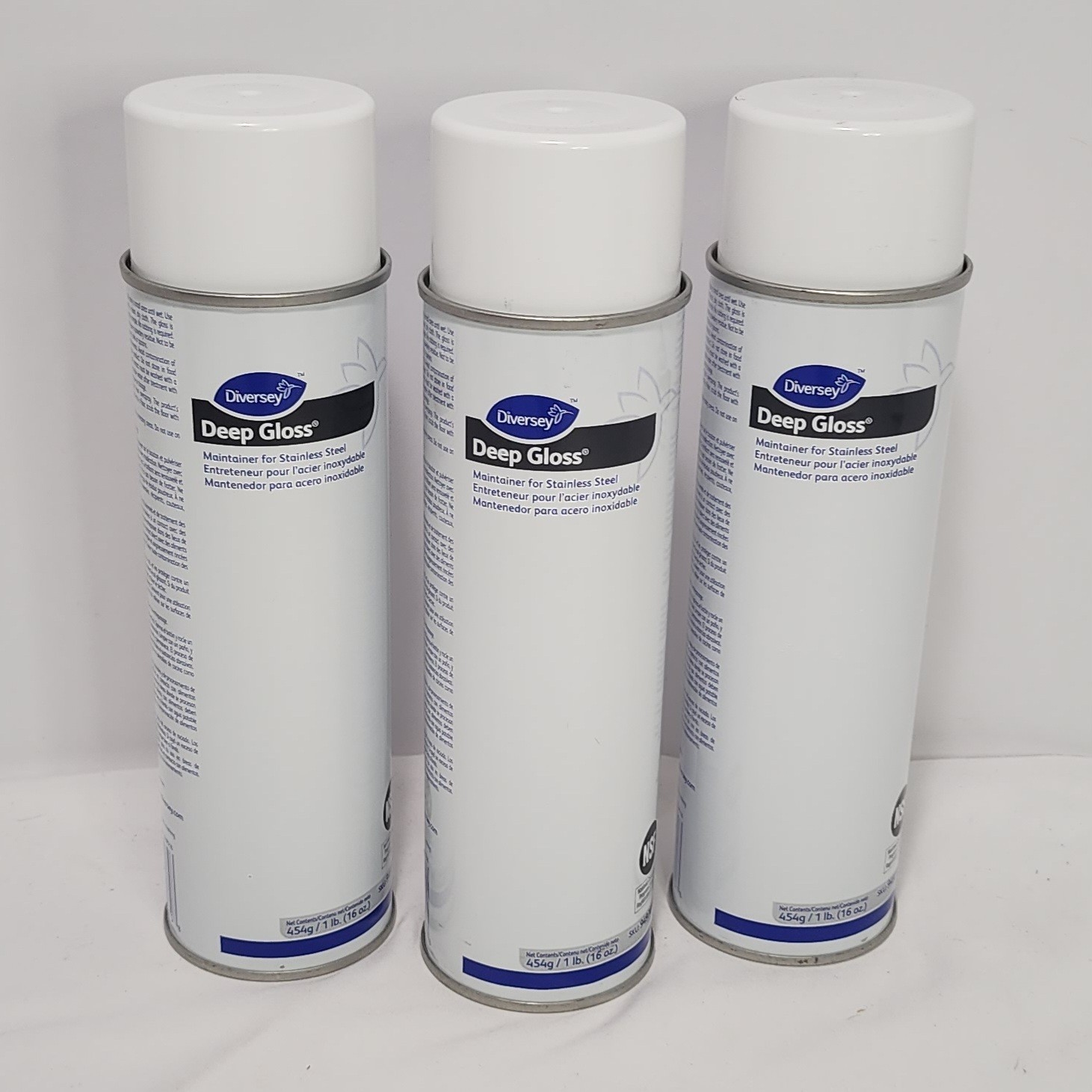 Lot Of 3x DIVERSEY 94970590 Deep Gloss Stainless Steel Maintainer 16oz Aerosol