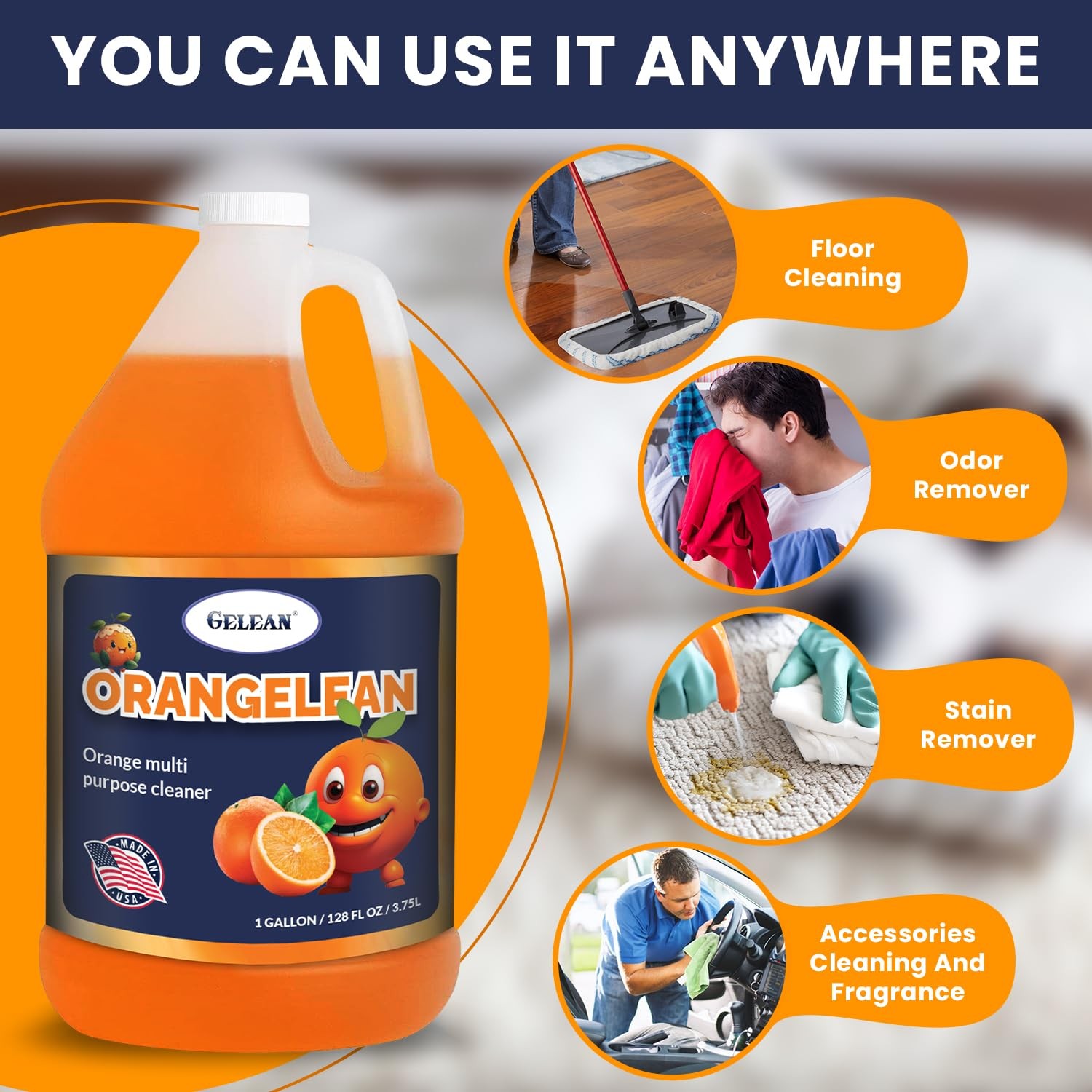 AllPurpose Cleaner Concentrate 128 oz Makes 64 Gal pH Neutral Orange Scent Floo