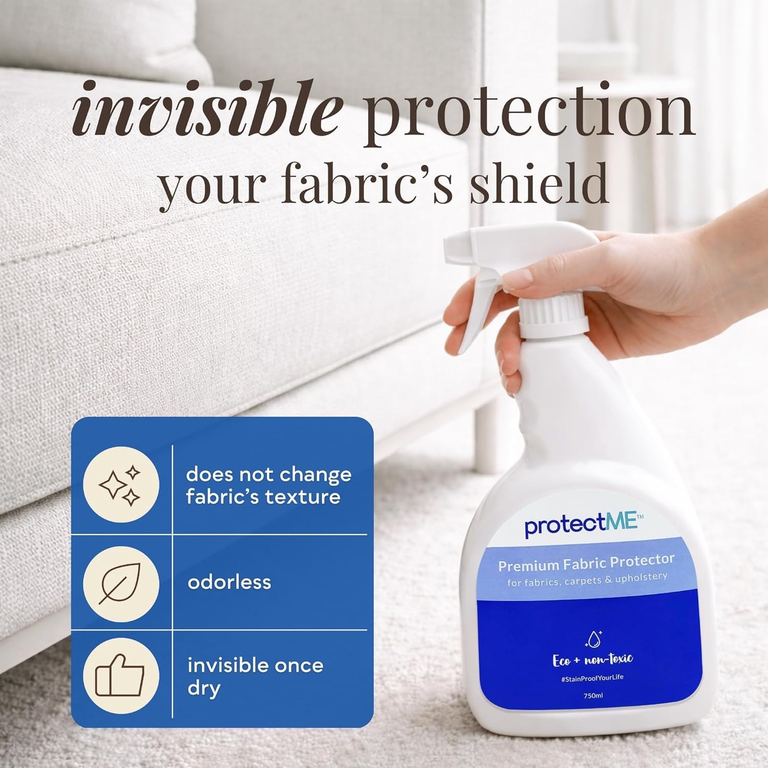 Non-Toxic Fabric Protector 84.5oz + Sprayer, Repels Liquids, Easy Application