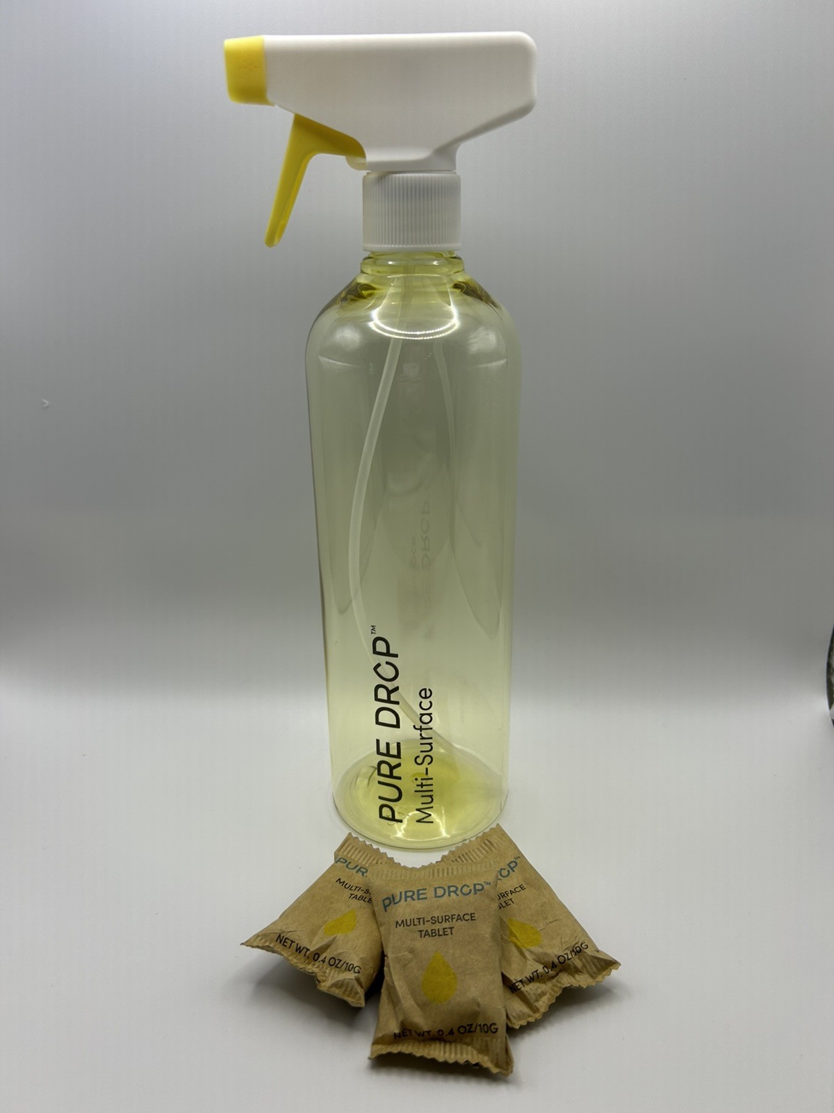 NEW! Pure Drop-Plastic Spray Bottles-26 oz Empty (3 Pack) & 9 Cleaner Tablets