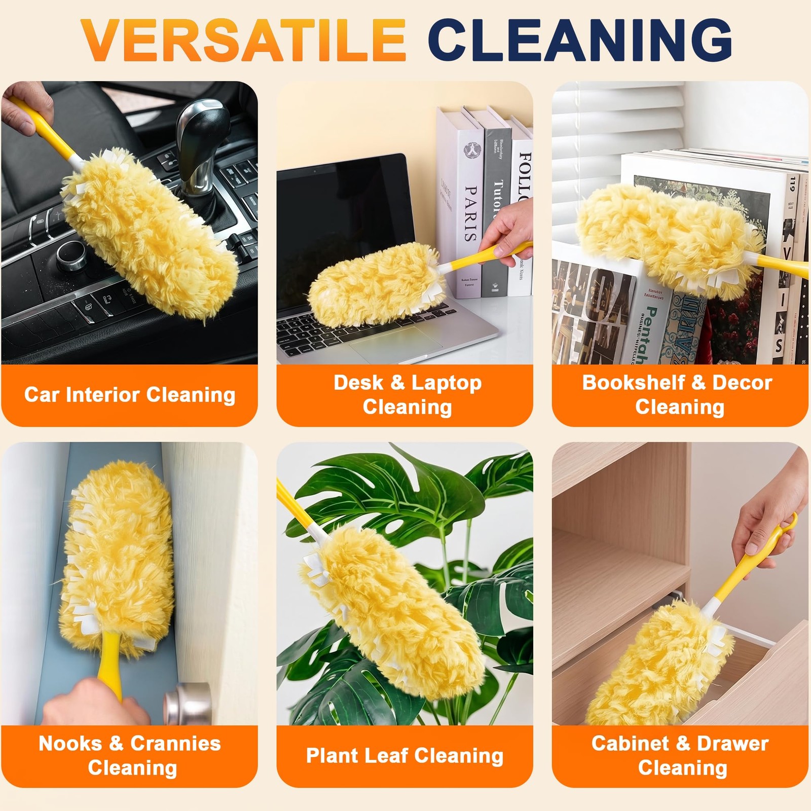 24 Count Heavy Duty Duster Refills for Swiffer Duster with 1 Handle, Multi Su…