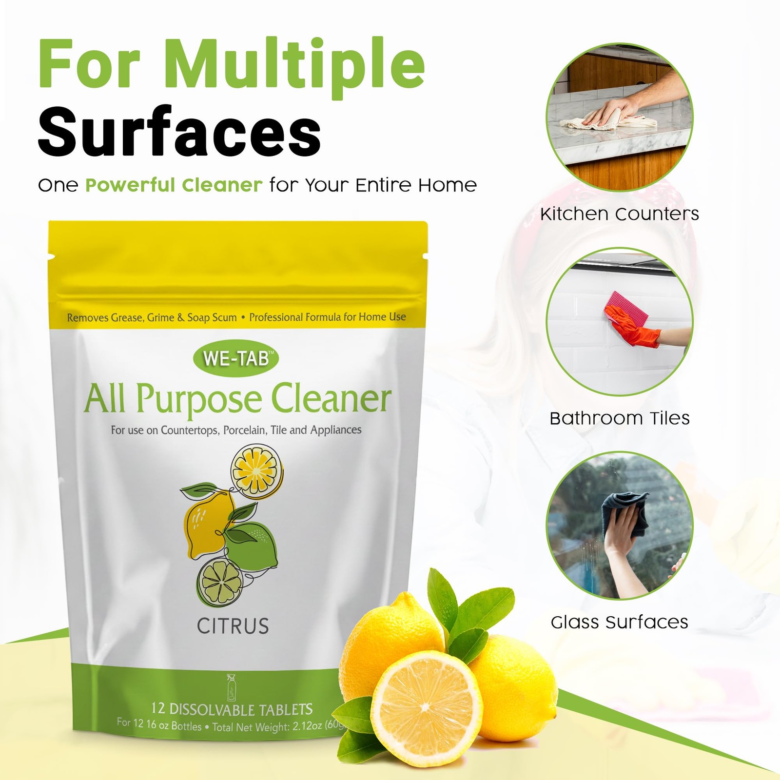 Cleaning Tablets Refill 12 Pack Multi Surface All Purpose Non Toxic Household Ki