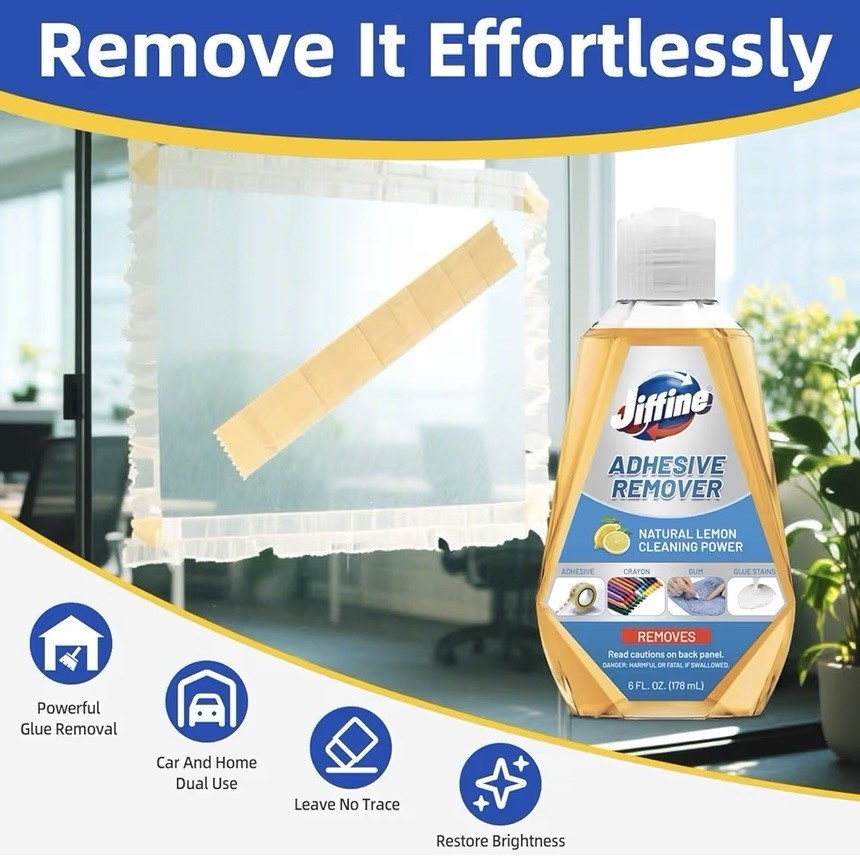 Jiffine Adhesive Remover 6oz (2 Pack) Surface Safe Sticker Glue Gum Grease Tape