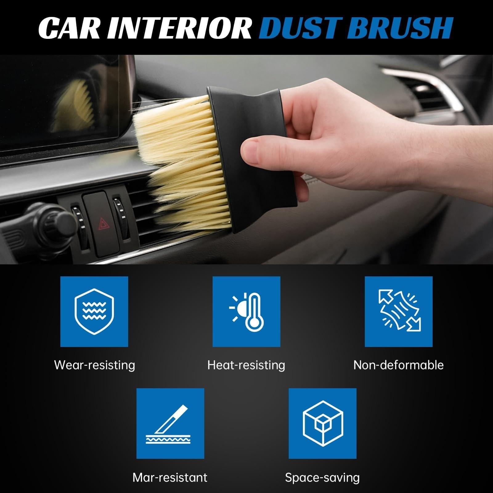 YOKKIP Car Interior Dust Brush – Auto Interior Dust Brush Soft Bristles Detai…