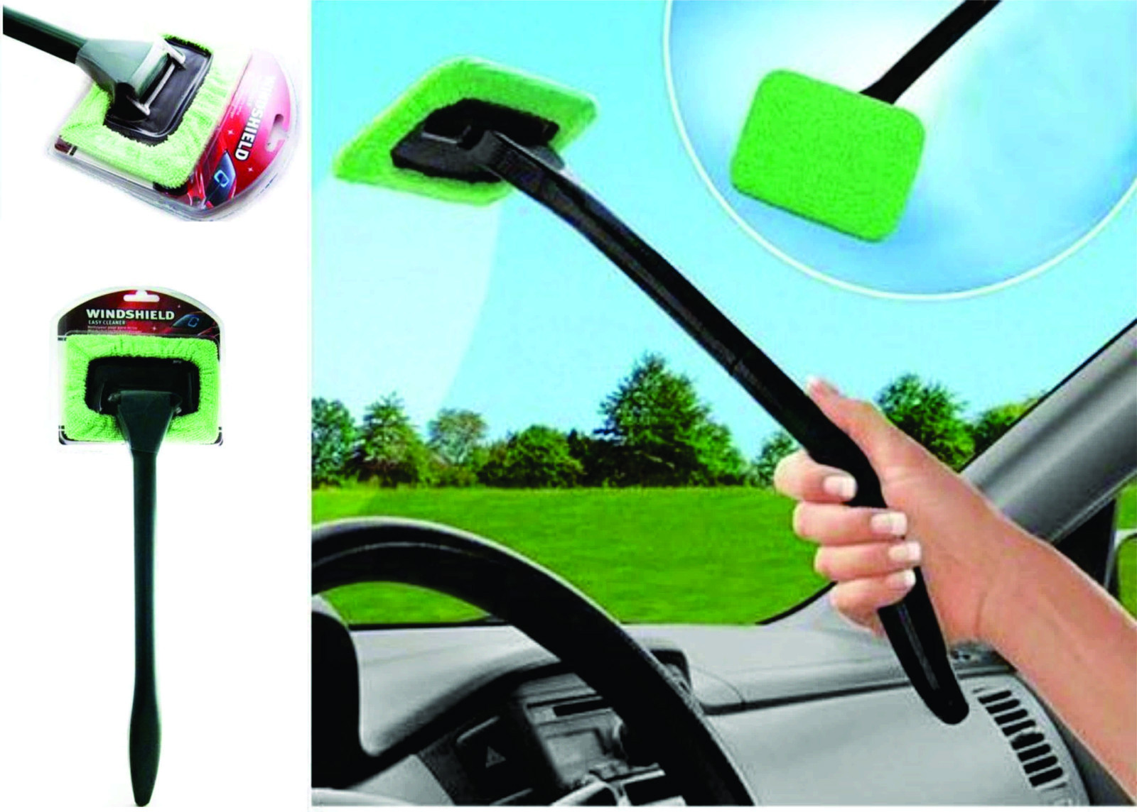 Windshield Cleaner Microfiber,Hard-To-Reach space Car,Home,pack of 2,with4 cloth