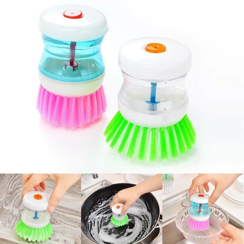 Brush Liquid Soap Cleaning Washing Pot Plastic Utensils Kitchen Dispenser-3 May