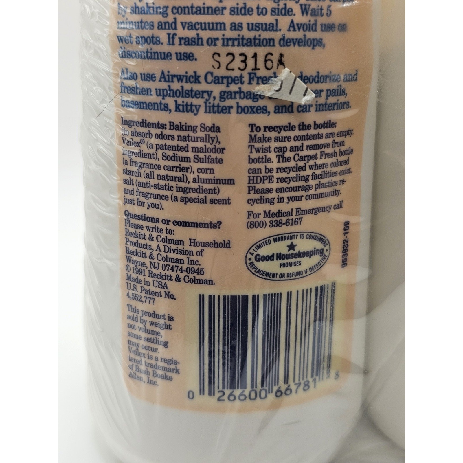 2 Pack Vintage 1994 Airwick Carpet Fresh Deodorizer Potpourri Sachet Sealed 26oz