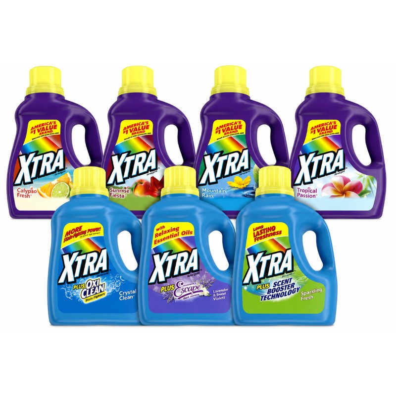 2x Xtra Laundry Detergent Tropical Passion Liquid Soap Household Cleaning 57.6oz