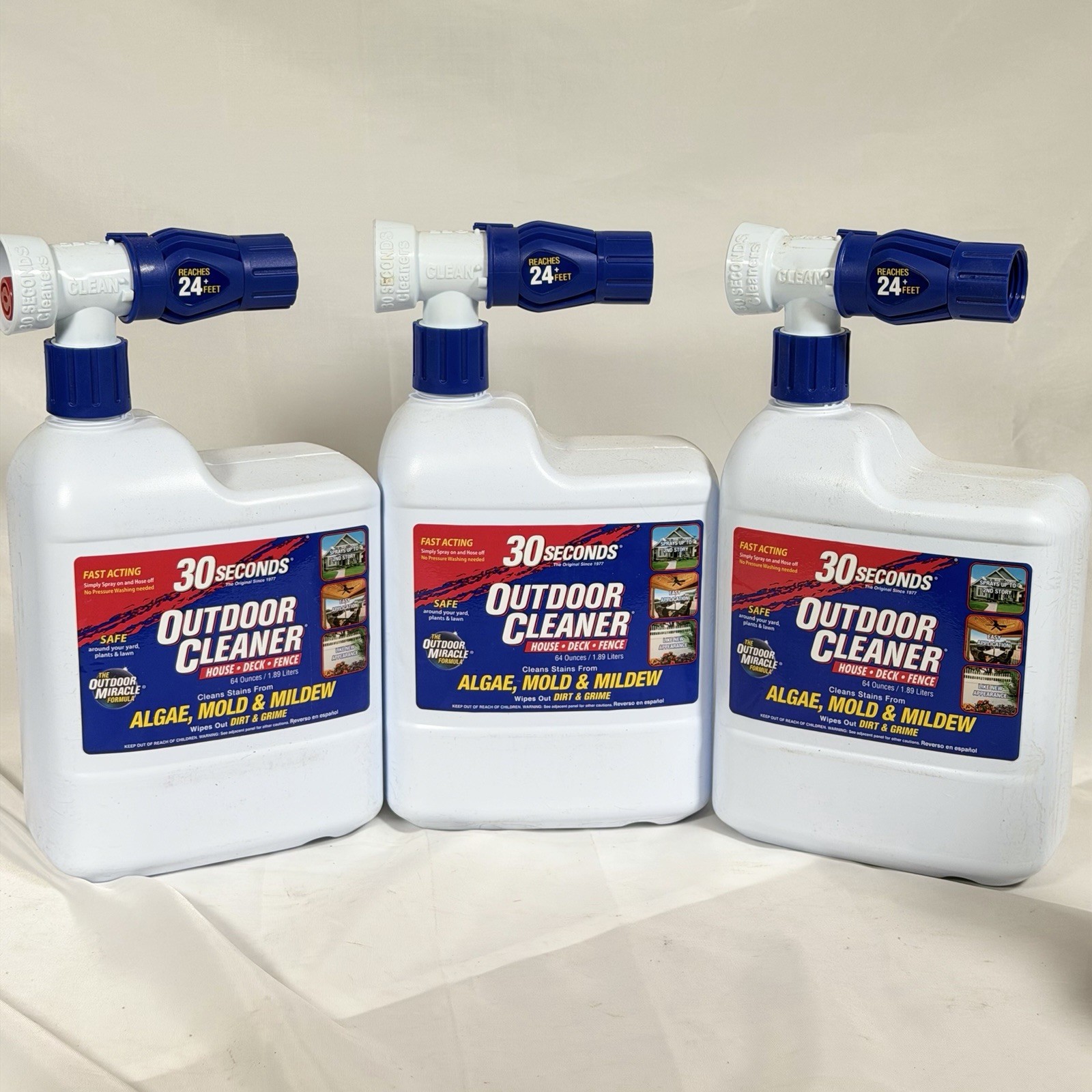3 Pack Outdoor Cleaner Cleans Moss & Algae from House Vinyl Siding Deck LIQ040