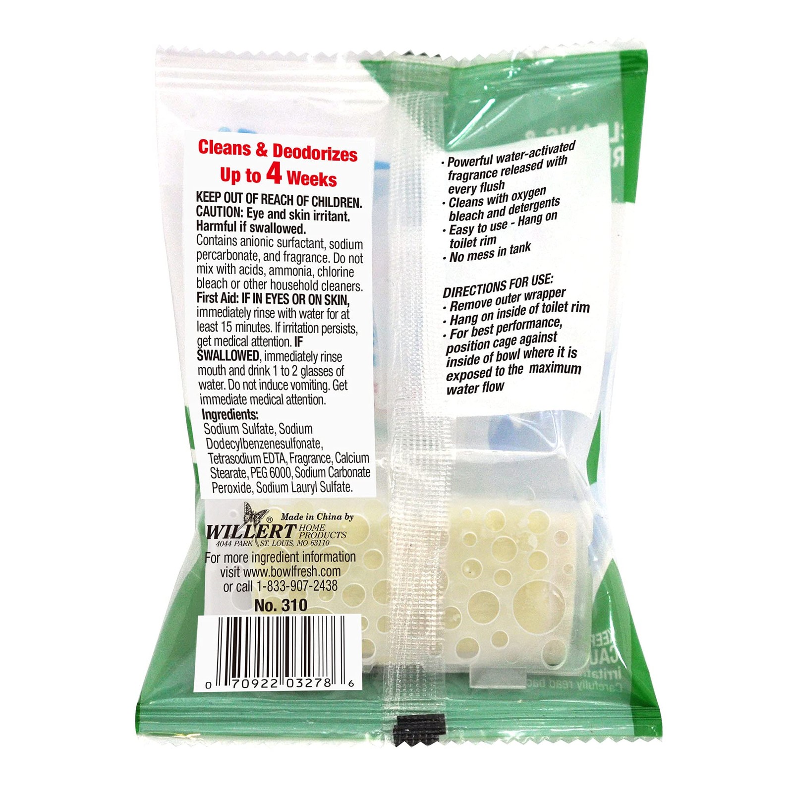 Toilet Bowl Cleaner & Deodorizer, Water Activated Fragrance, 4-Pack
