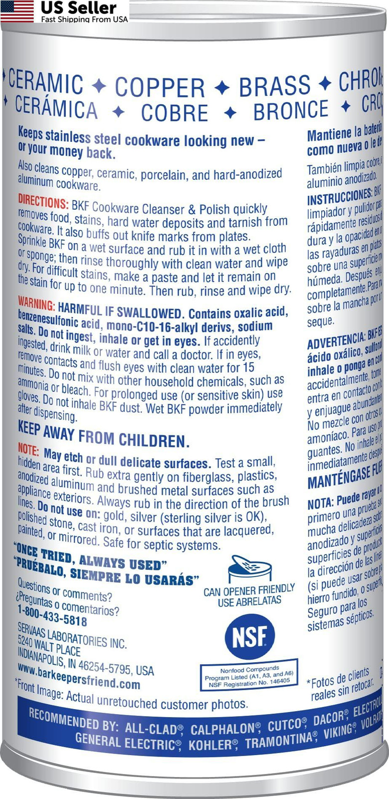 Bar Keeper’s Friend COOKWARE CLEANER/POLISH 12 oz Can 12 Ounce (Pack of 2)